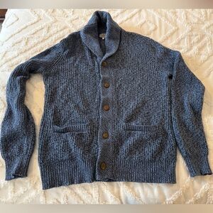Faherty Men's Shawl Collar Marled Cotton Blue Cardigan